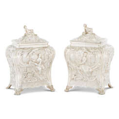 A PAIR OF GEORGE III SILVER TEA CADDIES