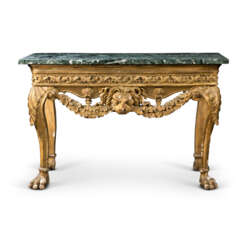 AN IRISH GEORGE II GILTWOOD AND COMPOSITION SIDE TABLE