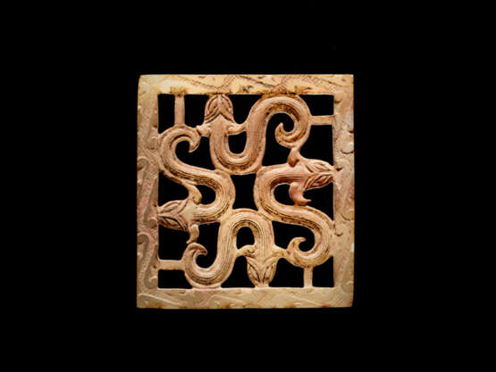 A SQUARE PLAQUE WITH AN OPENWORK PATTERN OF FOUR SNAKES - photo 1