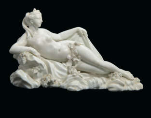 A VINCENNES WHITE PORCELAIN FIGURE OF A NYMPH OR BAIGNEUSE