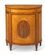 Dressers & Chests of drawers (Interior & Design, Furniture, Storage furniture). A GEORGE III SATINWOOD, TULIPWOOD AND AMARANTH CROSSBANDED DEMI-LUNE COMMODE