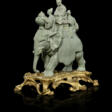 AN ORMOLU-MOUNTED CONTINENTAL PORCELAIN CELADON-GROUND MODEL OF AN ELEPHANT - Auktionsarchiv