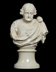 AN ALCORA WHITE PORCELAIN BUST OF DON PEDRO PABLO ABARCA DE BOLEA, 10TH COUNT OF ARANDA