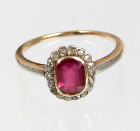 Rubin Ring mit Diamanten - Gelbgold/WG 585 - Foto 1