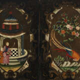 AN ANGLO-DUTCH PAINTED LEATHER FOUR-PANEL SCREEN - фото 2