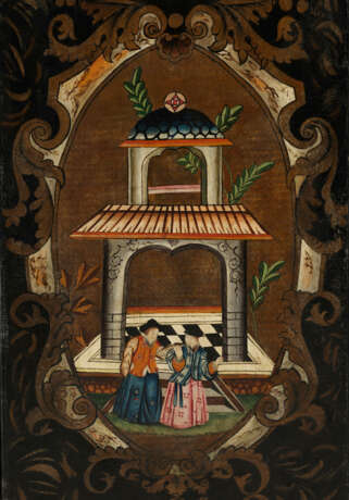 AN ANGLO-DUTCH PAINTED LEATHER FOUR-PANEL SCREEN - фото 7
