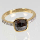 Ring mit schwarzem Diamant - Gelbgold - Foto 1