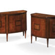 A PAIR OF GEORGE III SATINWOOD, EBONIZED, PENWORK AND MARQUETRY COMMODES - Аукционные цены