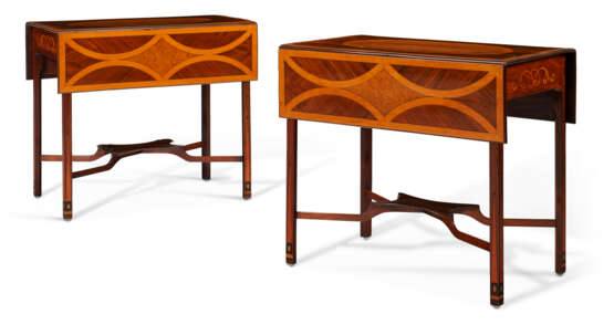 A PAIR OF GEORGE III SYCAMORE, BURR ELM, GONCALO ALVES, AND MAHOGANY PEMBROKE TABLES - photo 1