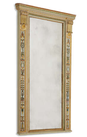 A NORTH ITALIAN POLYCHROME-DECORATED, CREAM-PAINTED AND PARCEL-GILT MIRROR AND A MATCHING FIREPLACE SURROUND - photo 2
