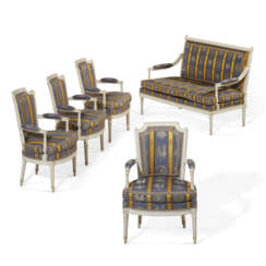 A SUITE OF LOUIS XVI WHITE-PAINTED SEAT FURNITURE