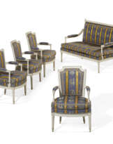 A SUITE OF LOUIS XVI WHITE-PAINTED SEAT FURNITURE