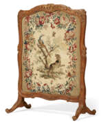 Nicolas-Quinibert Foliot. A LOUIS XV BEECHWOOD AND AUBUSSON TAPESTRY FIRE SCREEN