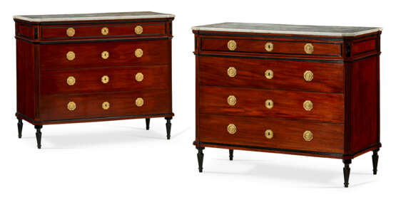 A PAIR OF ITALIAN ORMOLU-MOUNTED AND PART EBONIZED MAHOGANY COMMODES - photo 1