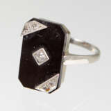 Art Deco Onyx Brillant Ring - Weissgold 750 - фото 1