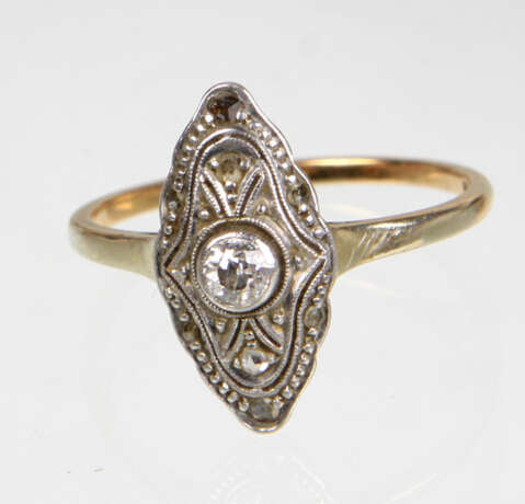 Art Deco Brillant Ring - Gelbgold/WG 585 - Foto 1