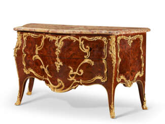 A FRENCH ORMOLU-MOUNTED MAHOGANY, BOIS SATINE, KINGWOOD AND BOIS-DE-BOUT MARQUETRY COMMODE