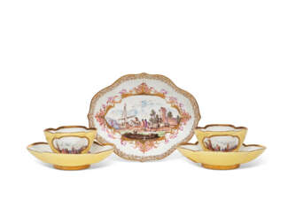 A GROUP OF MEISSEN PORCELAIN COLORED-GROUND WARES