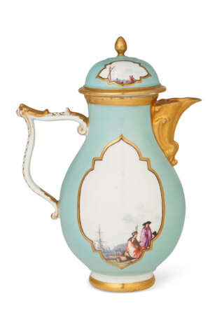 A MEISSEN PORCELAIN CELADON-GROUND COFFEE POT AND COVER - photo 3
