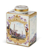 Teedose. A MEISSEN PORCELAIN TEA CADDY AND COVER