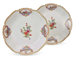 A PAIR OF MEISSEN PORCELAIN SHALLOW BOWLS FROM THE TSARINA ELIZABETH I OF RUSSIA SERVICE