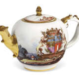 A MEISSEN PORCELAIN ARMORIAL TEAPOT FROM THE 'CAMPOFLORIDO' SERVICE AND A COVER - photo 1