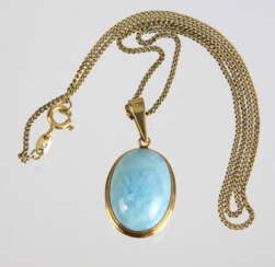 Larimar Anhänger an Kette - Gelbgold 333