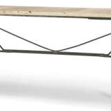 A TRAVERTINE MARBLE AND BRONZE SIDE TABLE - фото 1