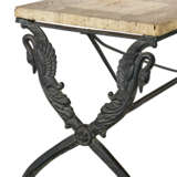 A TRAVERTINE MARBLE AND BRONZE SIDE TABLE - фото 4