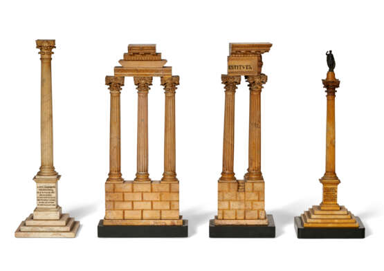 A GROUP OF FOUR ITALIAN GIALLO ANTICO MARBLE AND COMPOSITION MODELS OF RUINS - Foto 4