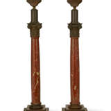 A PAIR OF ROUGE MARBLE AND PATINATED BRONZE COLUMNS - photo 4