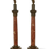 A PAIR OF ROUGE MARBLE AND PATINATED BRONZE COLUMNS - фото 5