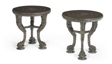 A PAIR OF ITALIAN PATINATED BRONZE LOW TABLES
