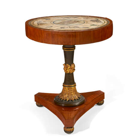 AN ITALIAN CHERRYWOOD, BRONZED, PARCEL-GILT AND SCAGLIOLA INSET CENTER TABLE - фото 1