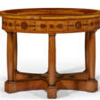 AN AUSTRIAN FRUITWOOD, MARQUETRY AND EBONIZED CENTER TABLE - Auktionsarchiv