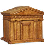 Ahorn. A GEORGE IV BIRD'S EYE MAPLE MEDAL CABINET IN THE FORM OF A GREEK TEMPLE