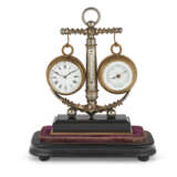 A GILT AND SILVERED-BRONZE ANCHOR-FORM CLOCK, BAROMETER AND THERMOMETER - photo 1