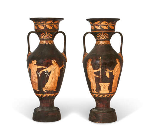 A PAIR OF CAST-IRON TWIN-HANDLED VASES - photo 2