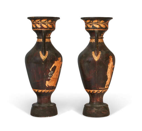 A PAIR OF CAST-IRON TWIN-HANDLED VASES - photo 5