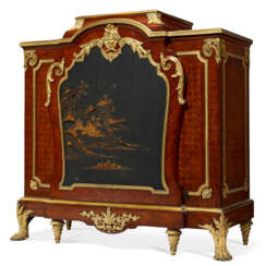 A FRENCH ORMOLU-MOUNTED KINGWOOD, MAHOGANY AND JAPANNED SIDE CABINET