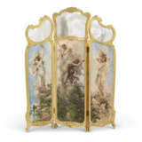 A FRENCH GILTWOOD, GLASS AND PAINTED THREE-PANELED SCREEN - фото 2