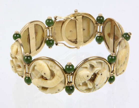 antikes Jade Schnitzerei Armband - Gelbgold 585 - фото 1