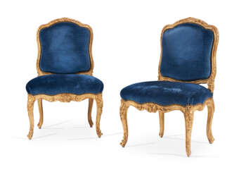 A PAIR OF LOUIS XV GILTWOOD CHAISES