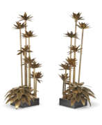 Maison Jansen. A PAIR OF FRENCH BRASS PALM TREE TORCHERES