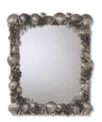A PAIR OF ITALIAN SILVER-PLATED SHELL-FORM MIRRORS