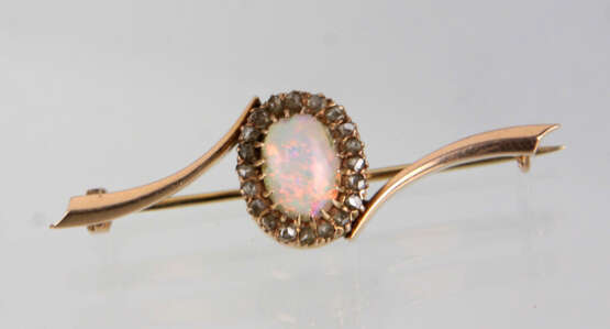 Opal Brosche mit Diamanten - Gelbgold 585 - photo 1
