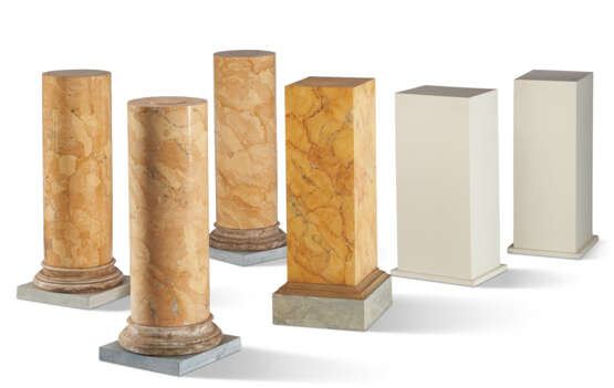 A GROUP OF FOUR FAUX MARBLE PEDESTALS - photo 1