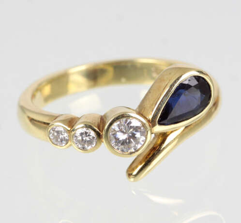Saphir Brillant Ring - Gelbgold 585 - Foto 1