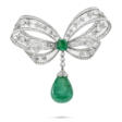BELLE EPOQUE EMERALD AND DIAMOND BOW BROOCH - Auction archive