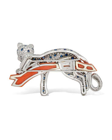 CARTIER CORAL AND MULTI-GEM `PANTH&#200;RE` CLIP-BROOCH - photo 4
